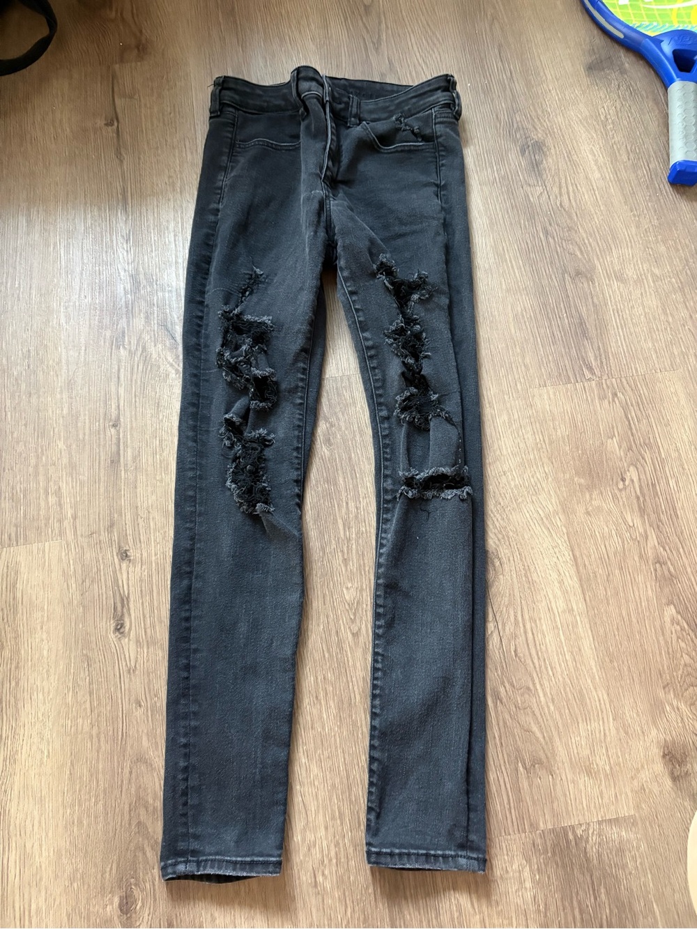 American Eagle Outfitters Black Ripped Skinny Jeans